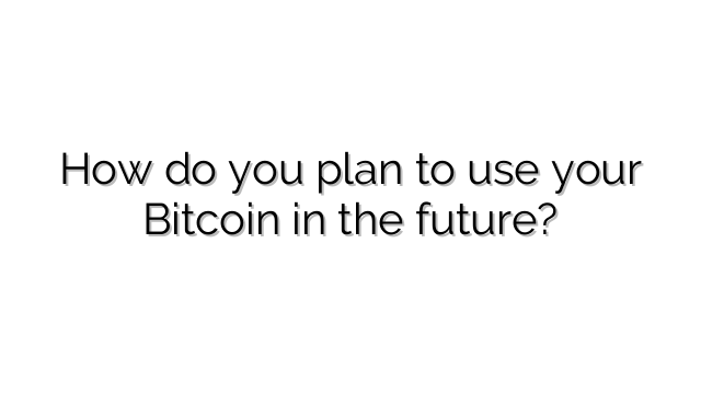 How do you plan to use your Bitcoin in the future?